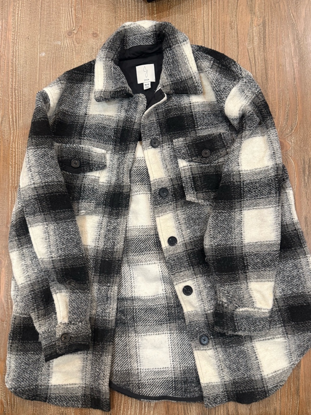 Joie Women’s Oversized Black & White Plaid Shacket
